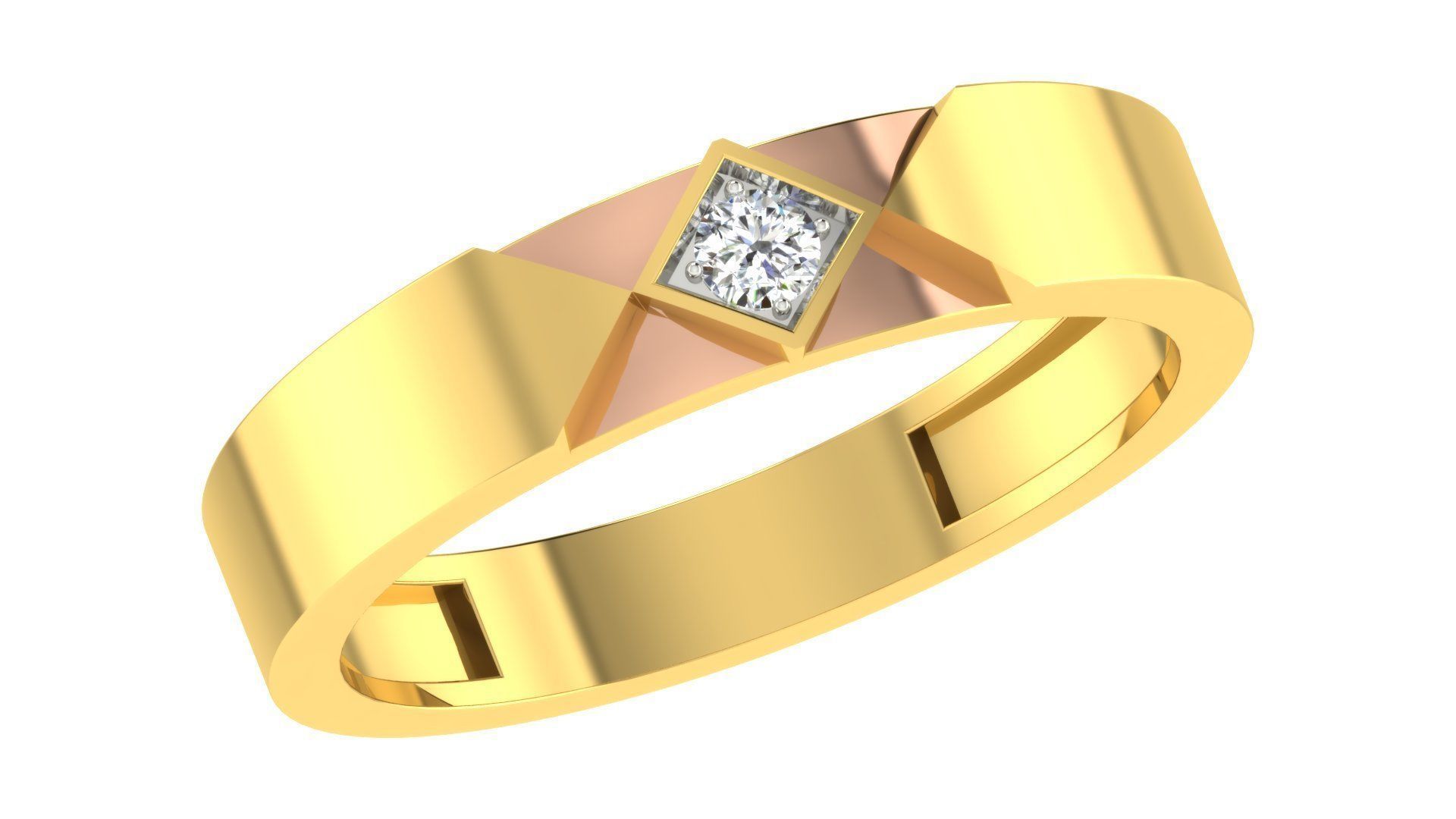 Couple Wedding Band Ring 3dm stl obj mtl gltf glb 3D print model_4