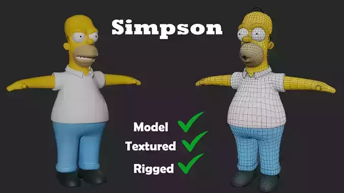 Simpson Homer  - 3D model  PBR  rigged 