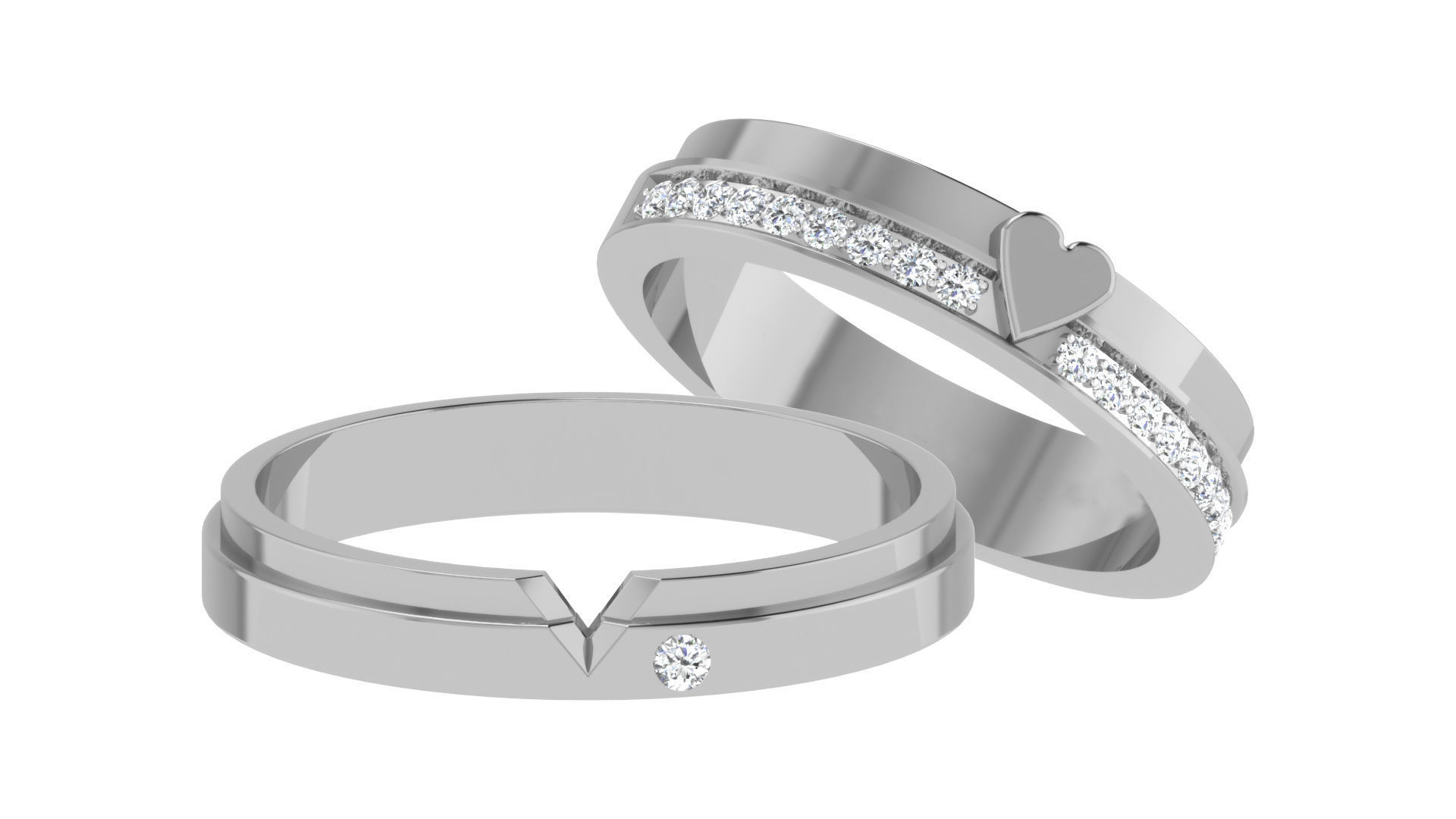 Couple Wedding Band Ring 3dm stl obj mtl gltf glb 3D print model_1