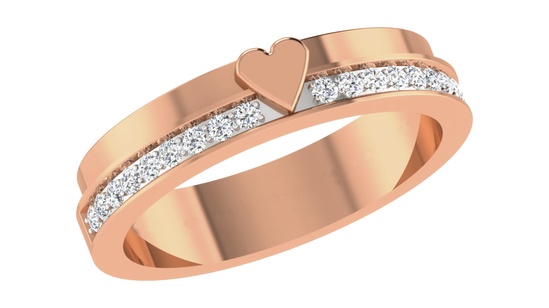 Couple Wedding Band Ring 3dm stl obj mtl gltf glb 3D print model_7