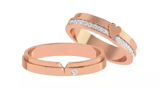 Couple Wedding Band Ring 3dm stl obj mtl gltf glb 