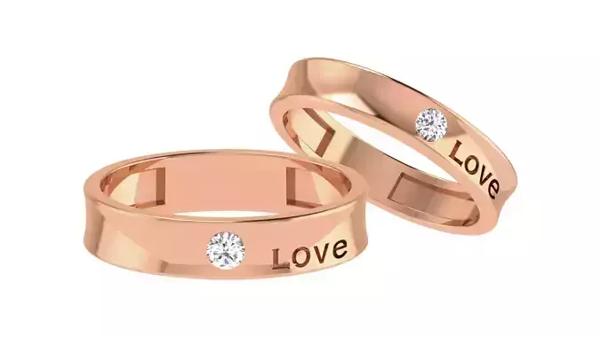 Couple Wedding Band Ring 3dm stl obj mtl gltf glb 