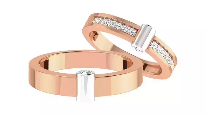 Couple Wedding Band Ring 3dm stl obj mtl gltf glb 