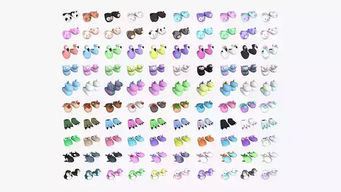 100 Slippers Animals Collection - Costume Character Design 