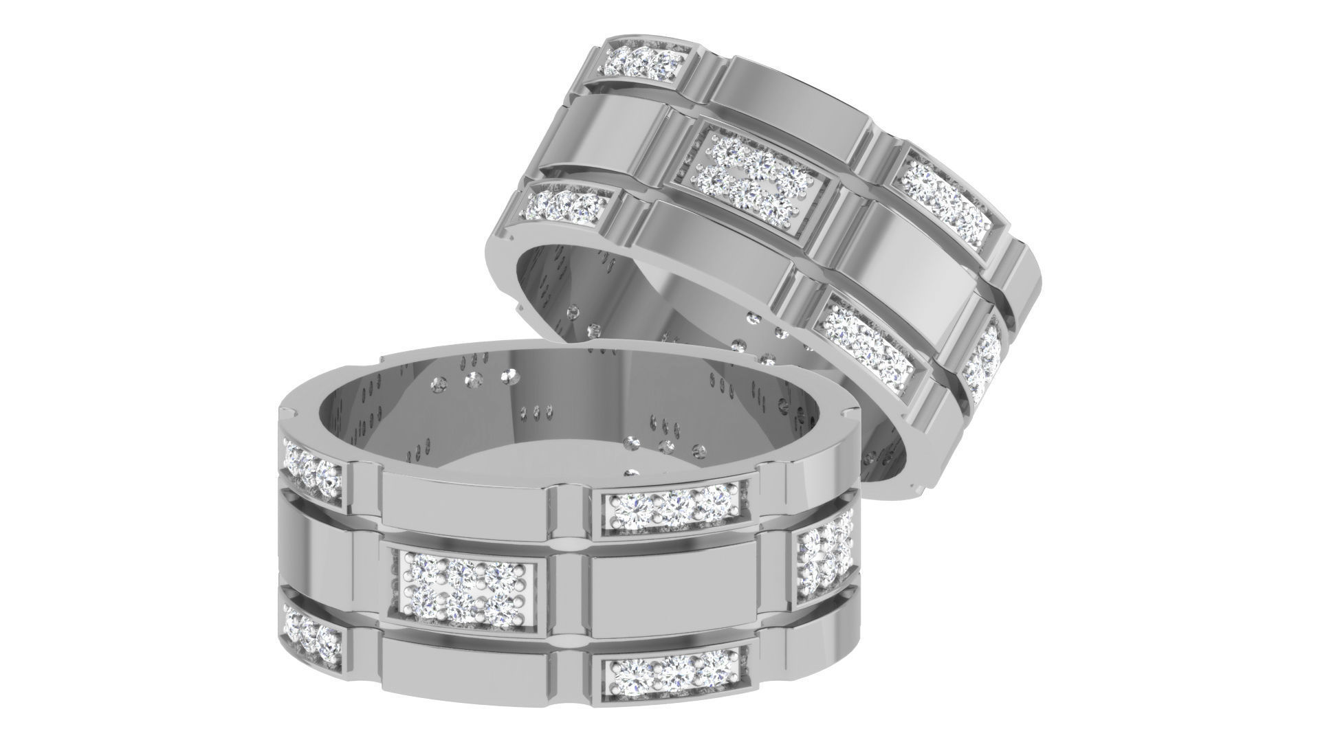 Couple Wedding Band Ring 3dm stl obj mtl gltf glb  3D print model_2