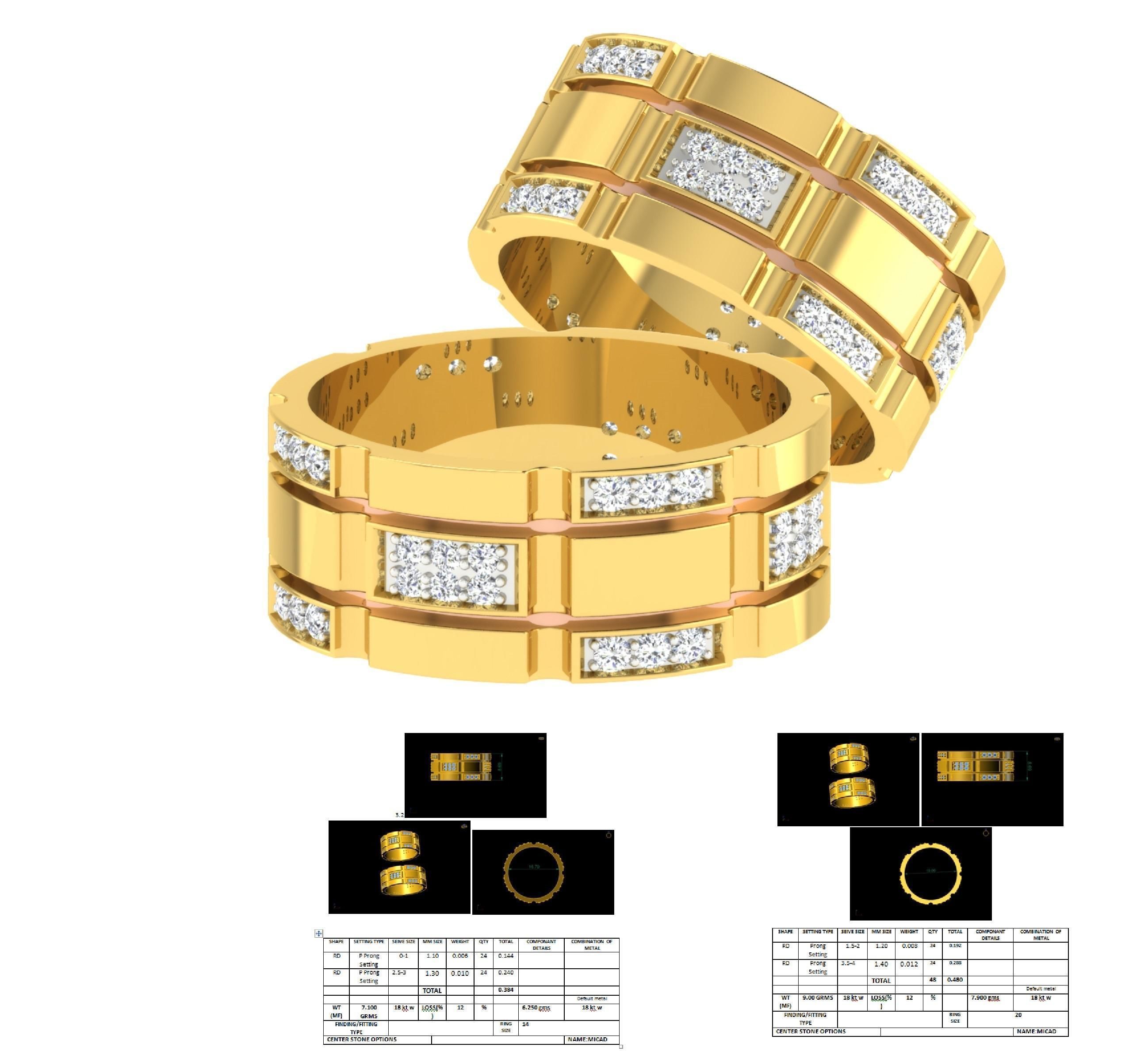 Couple Wedding Band Ring 3dm stl obj mtl gltf glb  3D print model_3