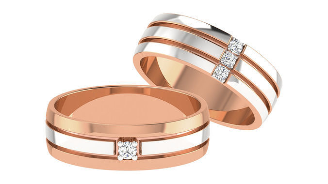 Couple Wedding Band Ring 3dm stl obj mtl gltf glb  3D print model