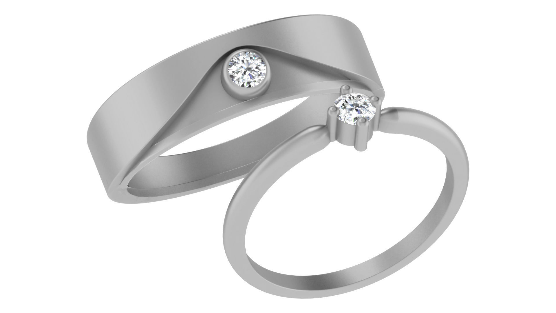 Couple Wedding Band Ring 3dm stl obj mtl gltf glb  3D print model_2