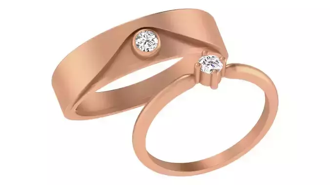 Couple Wedding Band Ring 3dm stl obj mtl gltf glb 