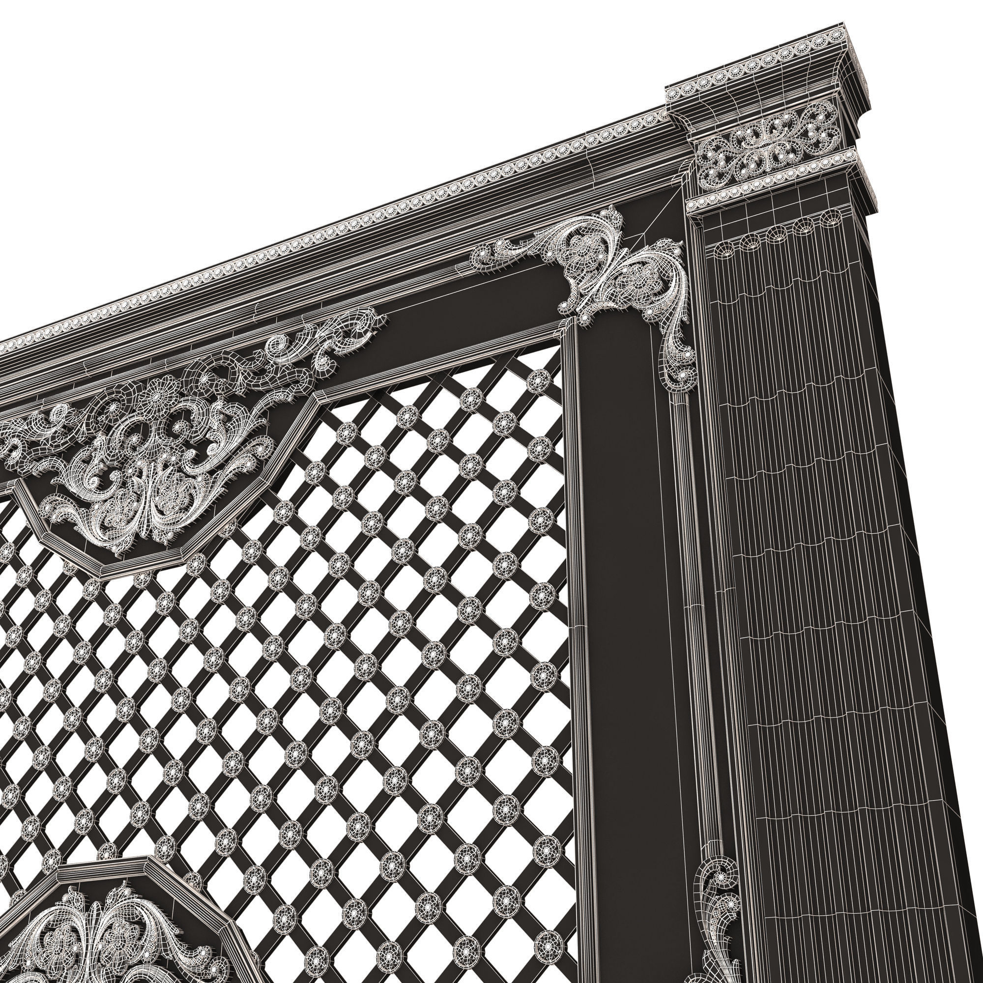 Radiator Cover Decorative Screening Grille Panel 07 Low-poly 3D model_16