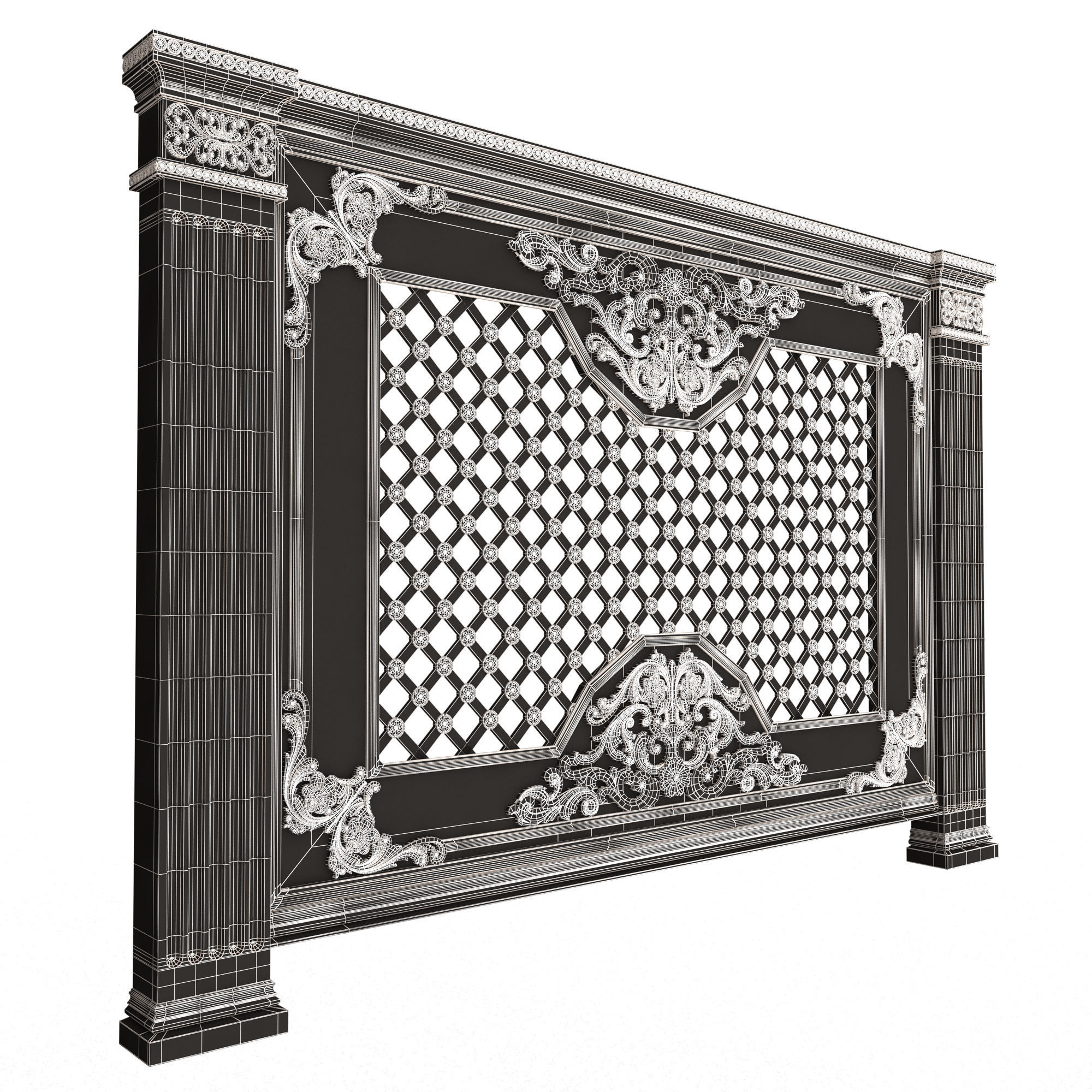 Radiator Cover Decorative Screening Grille Panel 07 Low-poly 3D model_15