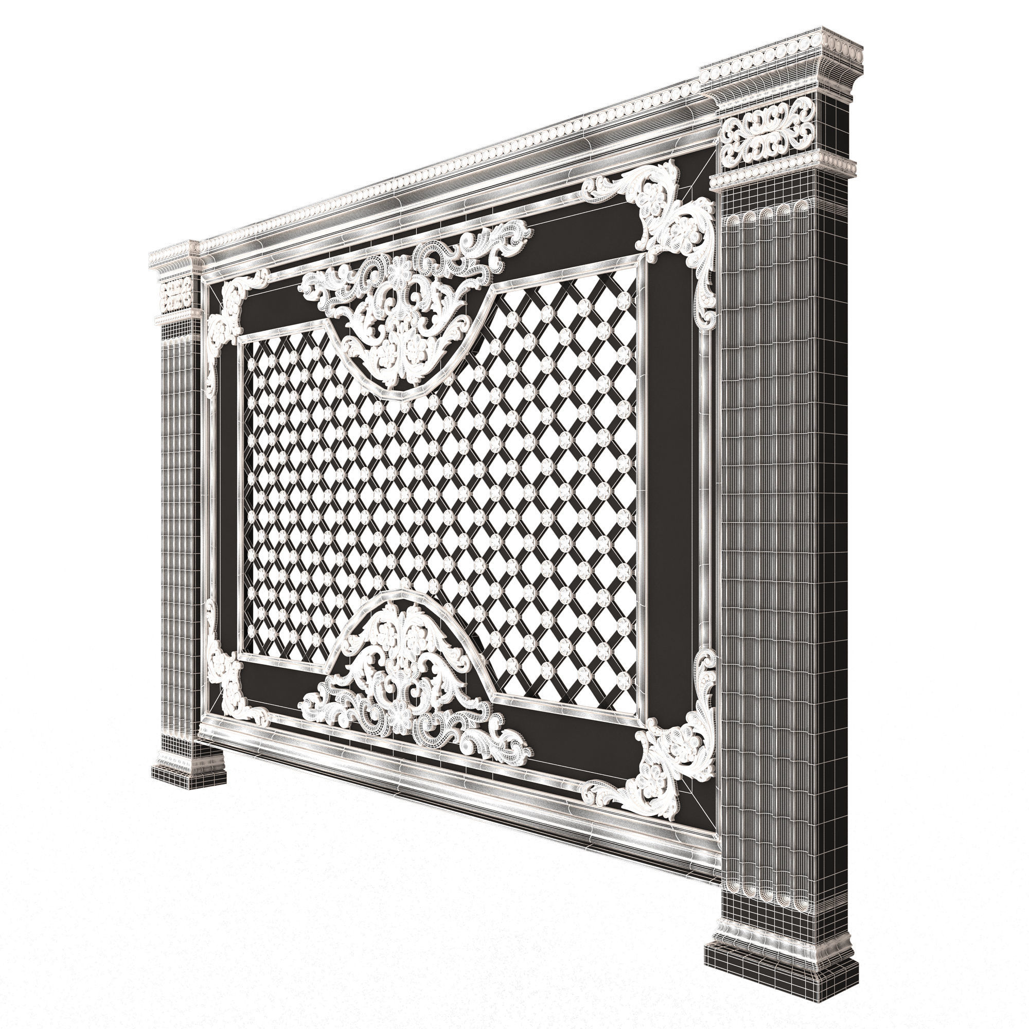 Radiator Cover Decorative Screening Grille Panel 07 Low-poly 3D model_8