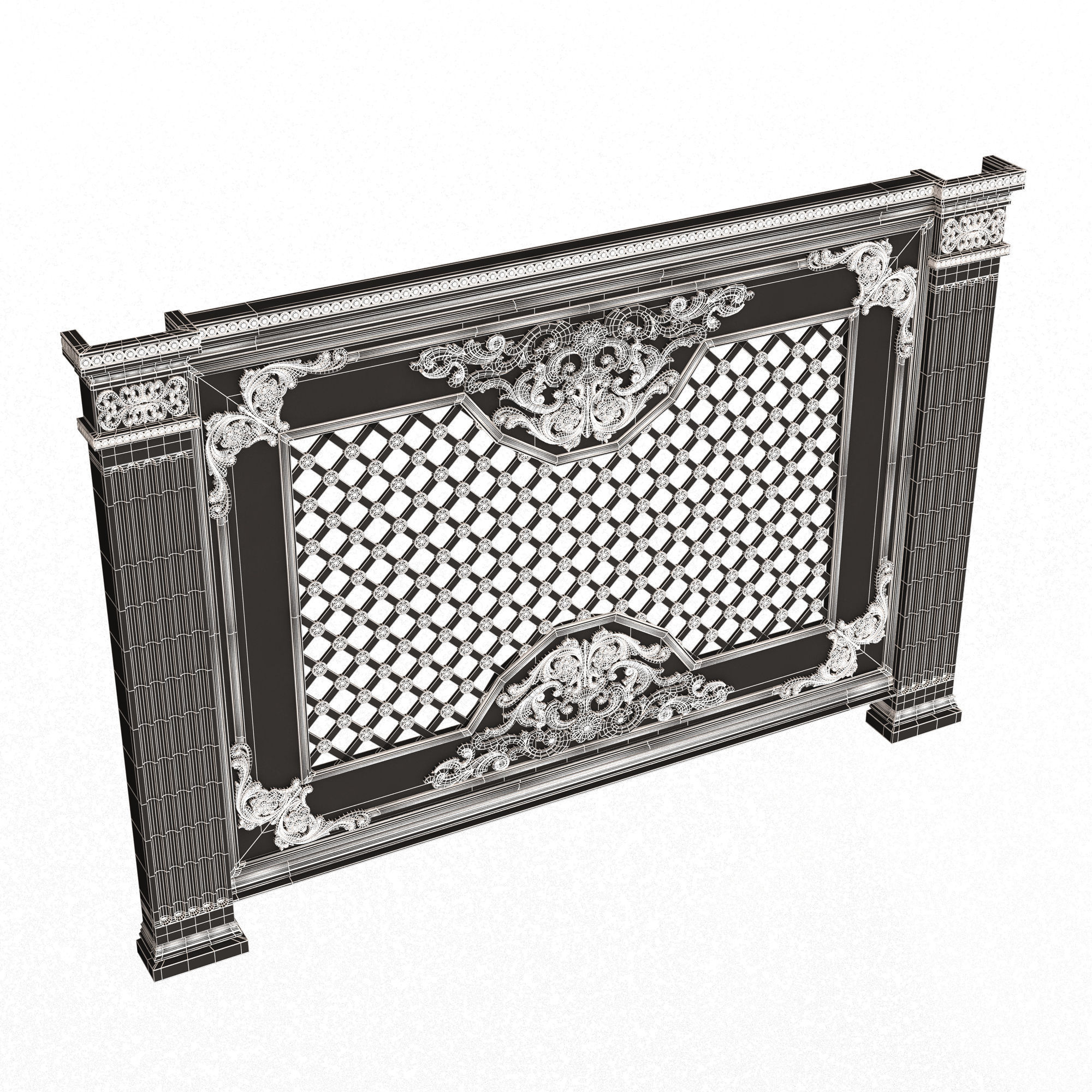 Radiator Cover Decorative Screening Grille Panel 07 Low-poly 3D model_13