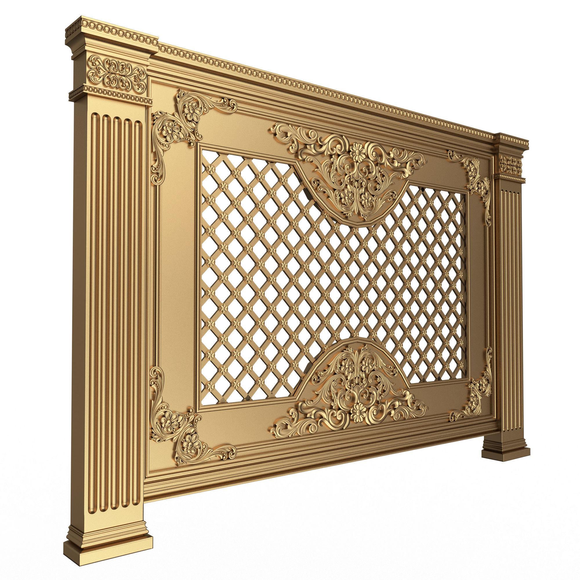 Radiator Cover Decorative Screening Grille Panel 07 Low-poly 3D model_3