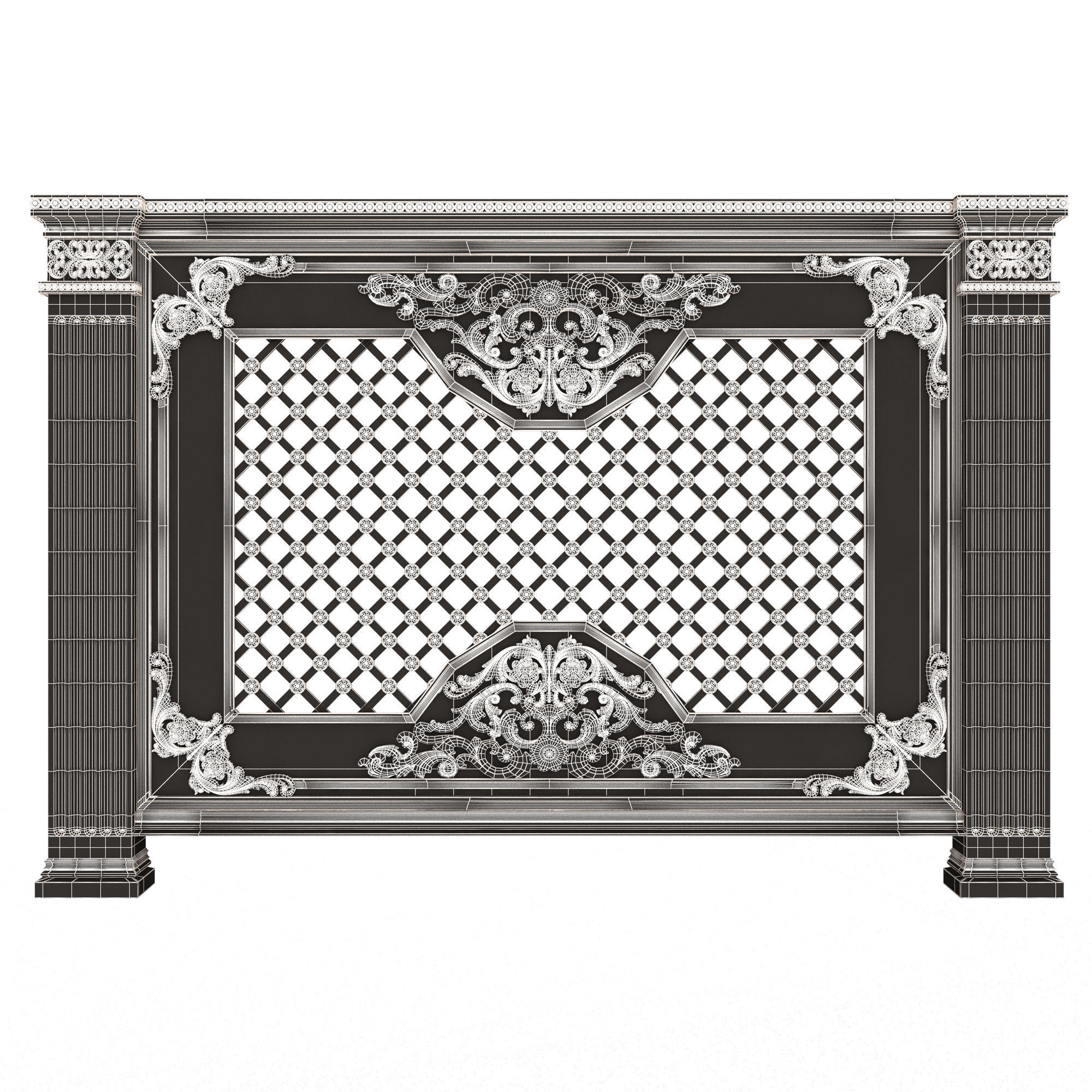Radiator Cover Decorative Screening Grille Panel 07 Low-poly 3D model_12