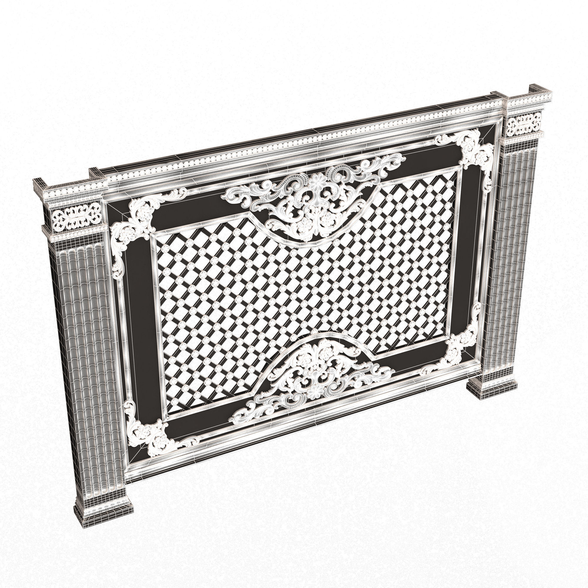 Radiator Cover Decorative Screening Grille Panel 07 Low-poly 3D model_7
