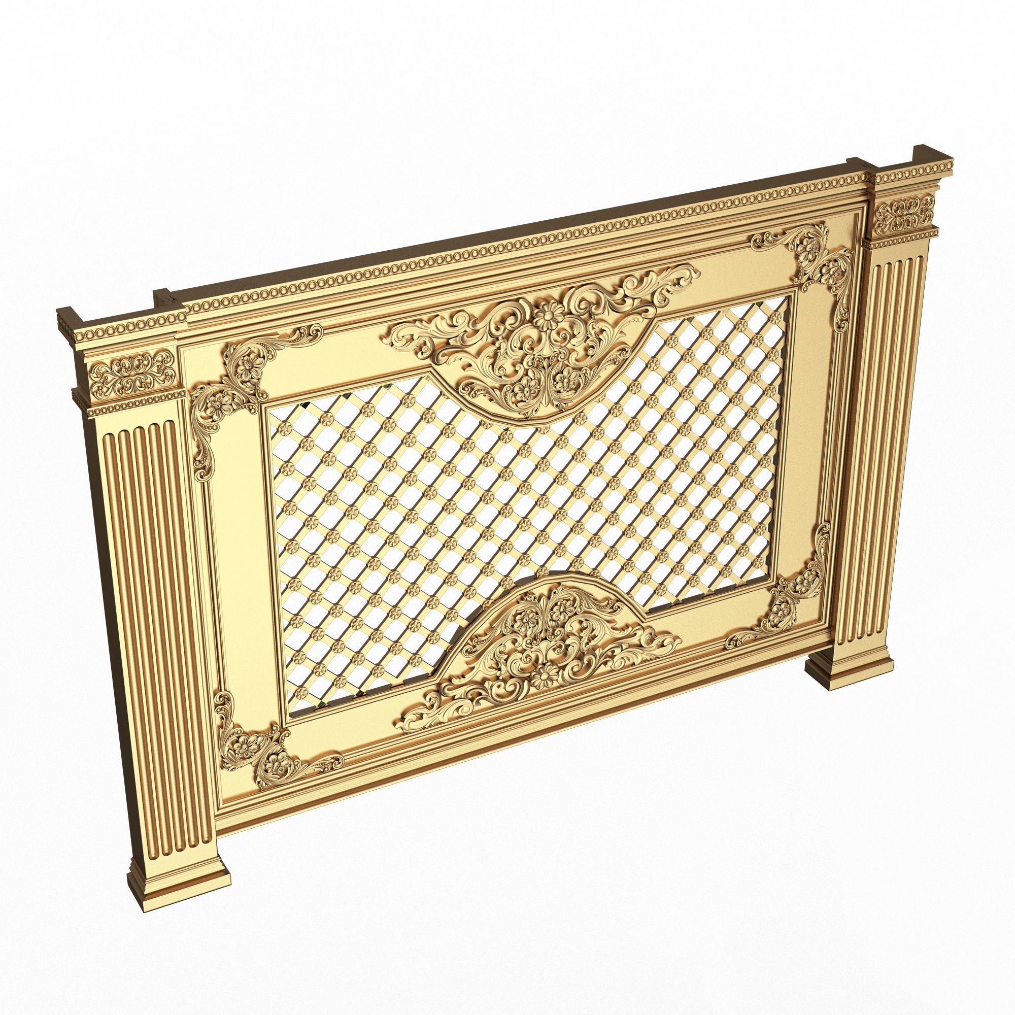 Radiator Cover Decorative Screening Grille Panel 07 Low-poly 3D model_1