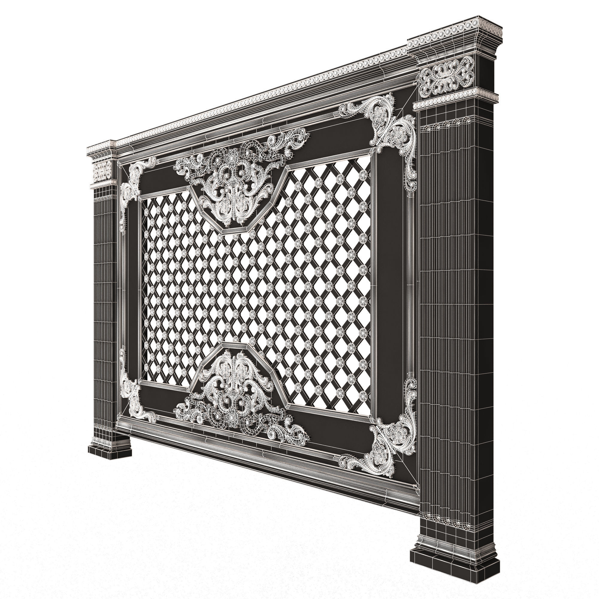 Radiator Cover Decorative Screening Grille Panel 07 Low-poly 3D model_14