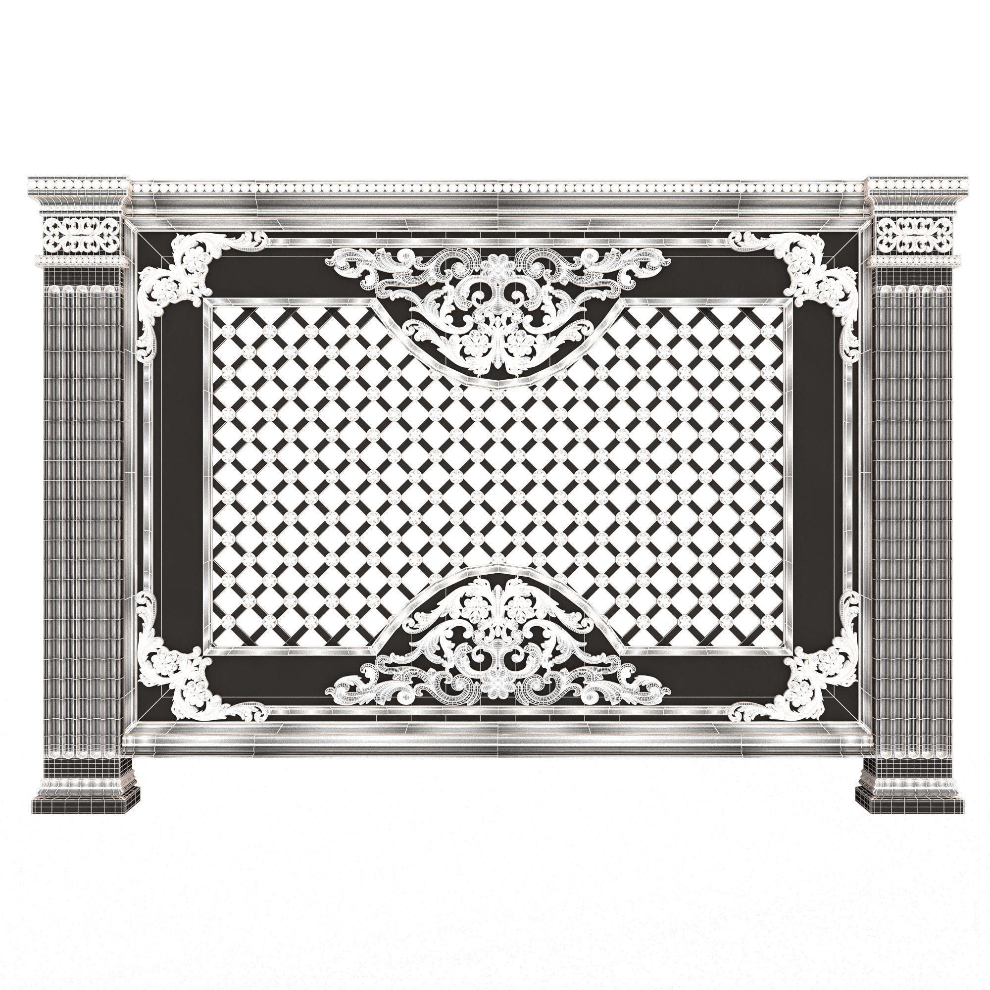 Radiator Cover Decorative Screening Grille Panel 07 Low-poly 3D model_6