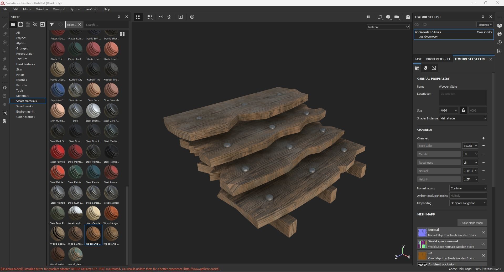 Wooden Stairs Low-poly 3D model_6