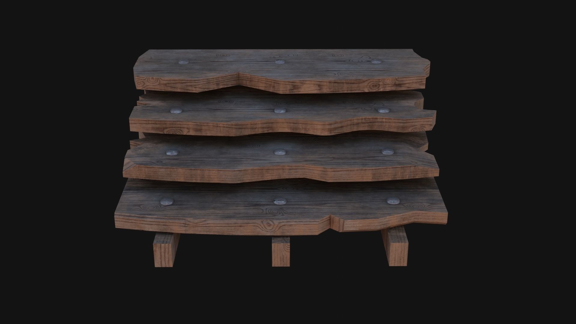 Wooden Stairs Low-poly 3D model_2