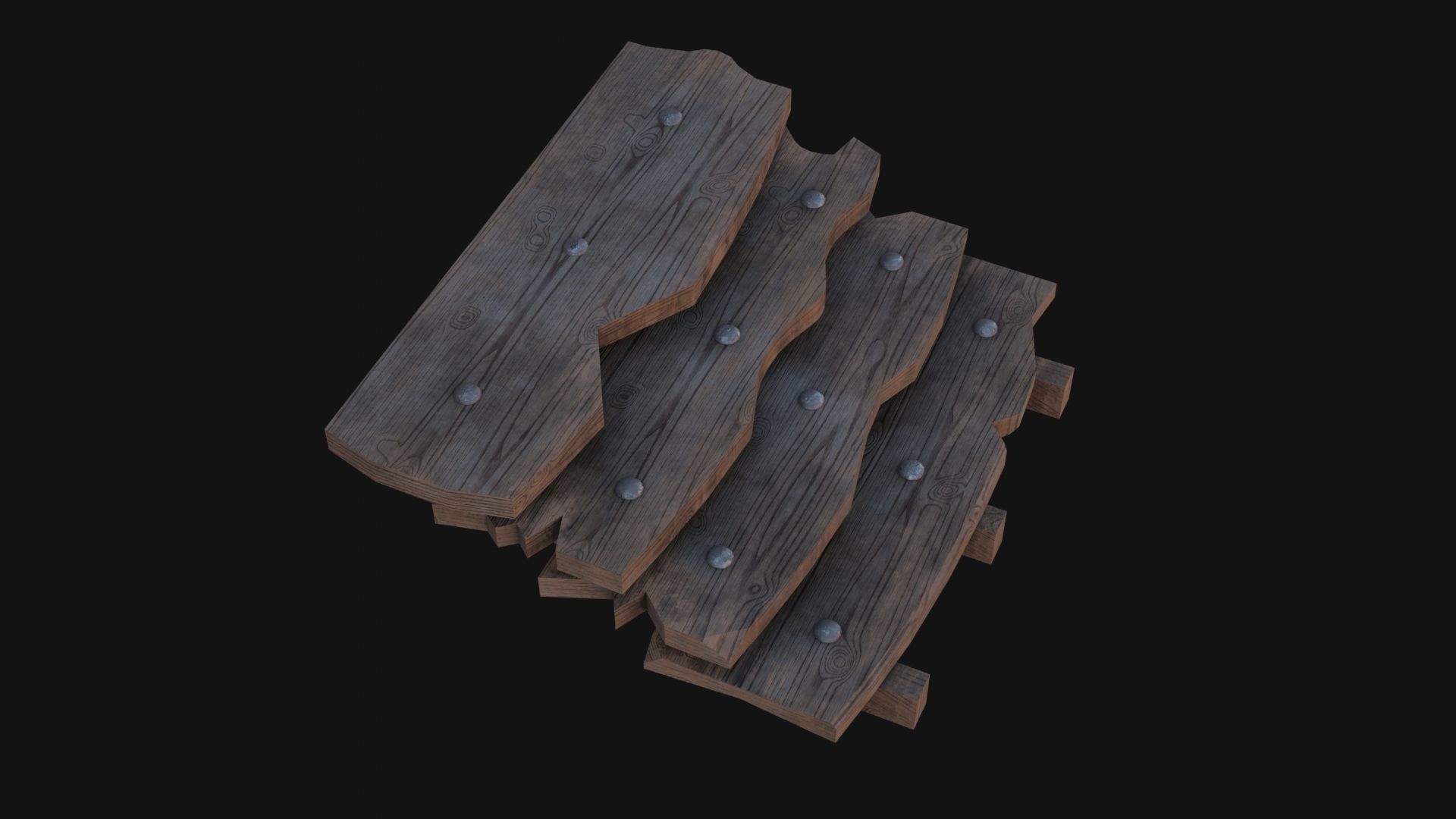 Wooden Stairs Low-poly 3D model_4