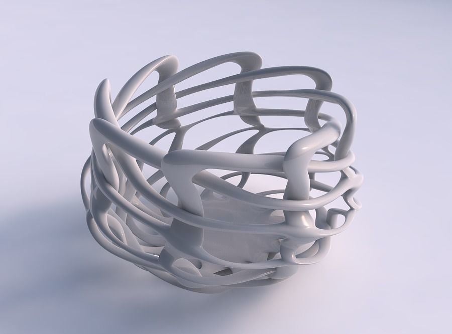 Bowl widening with interlacing lattice twisted and tapered 2 3D print model_0
