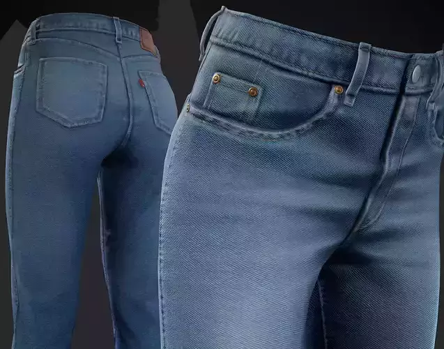 Blue Jeans Low-poly 3D model