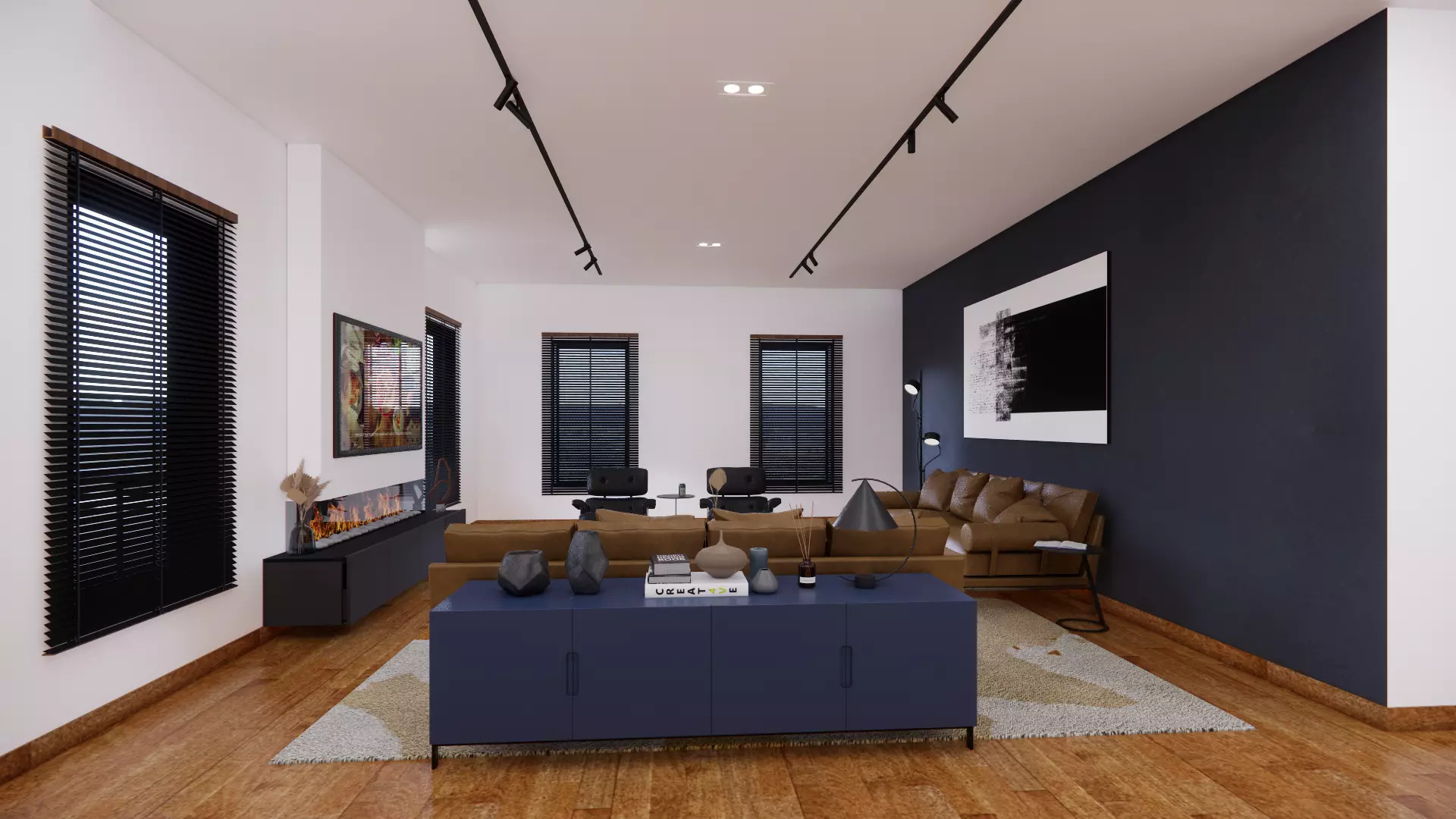 MODERN CONTEMPORARY LIVING ROOM 3D model