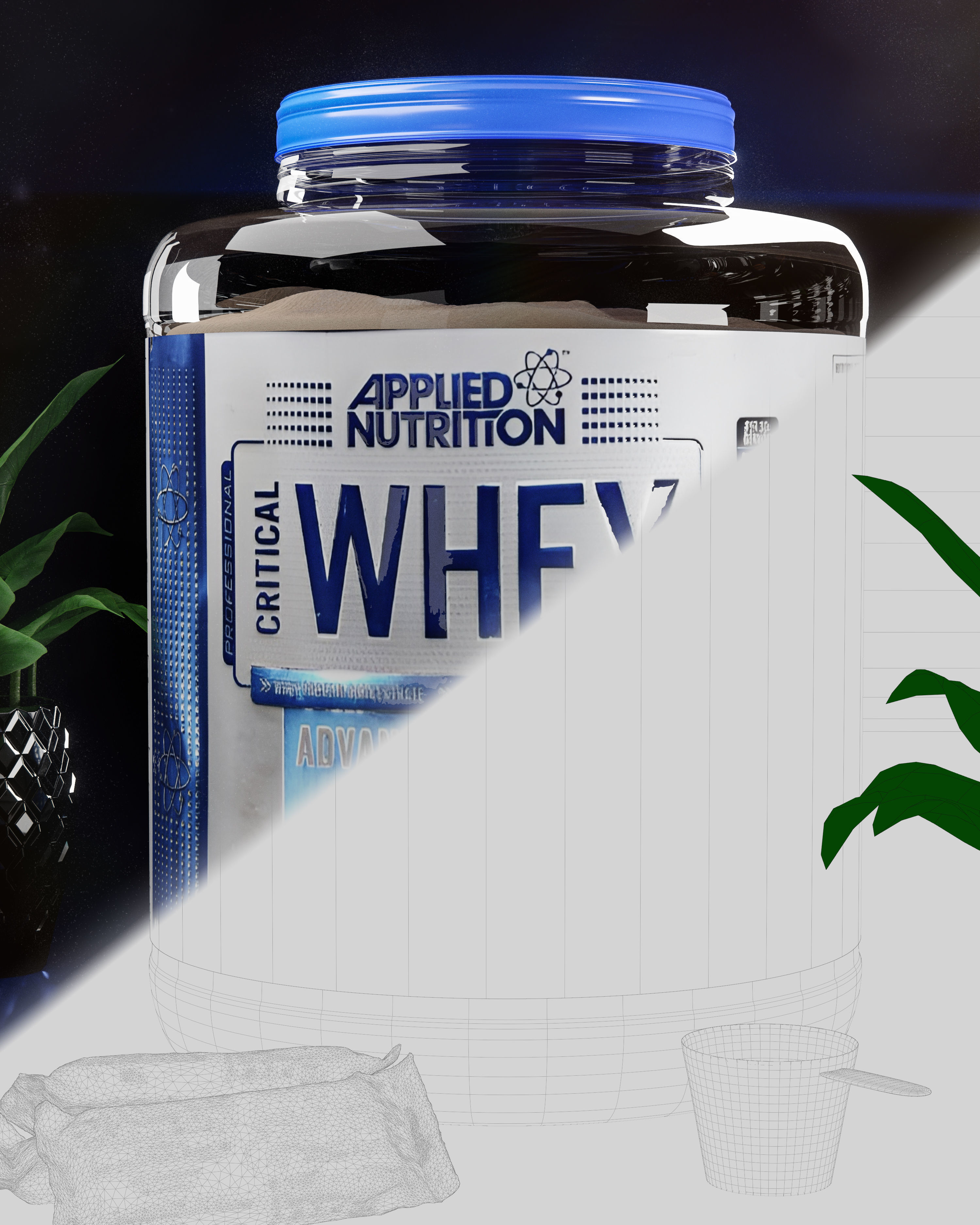 Whey protein 3D model_2
