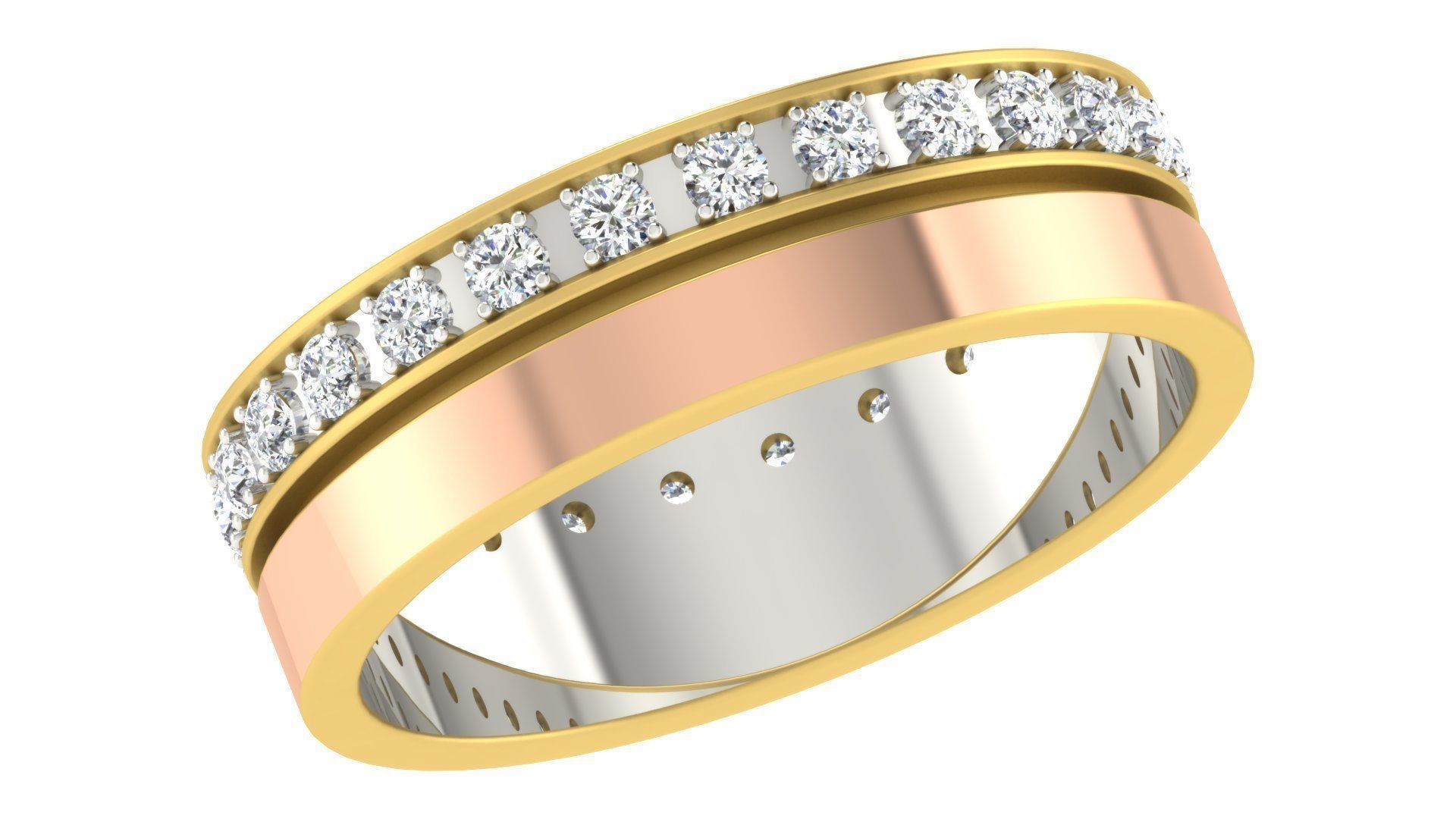 Couple Wedding Band Ring 3dm stl obj mtl gltf glb  3D print model_5