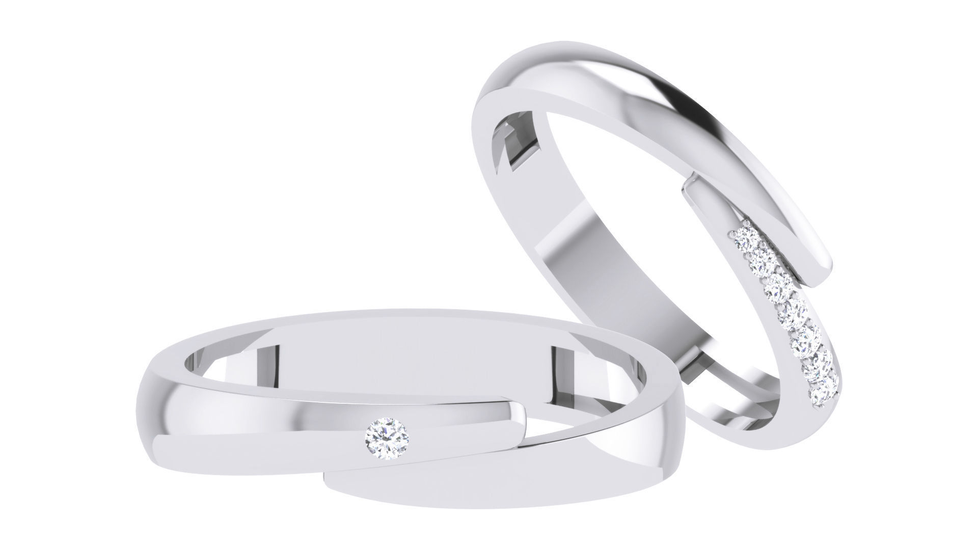 Couple Wedding Band Ring 3dm stl obj mtl gltf glb 3D print model_1