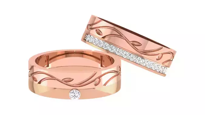 Couple Wedding Band Ring 3dm stl obj mtl gltf glb 