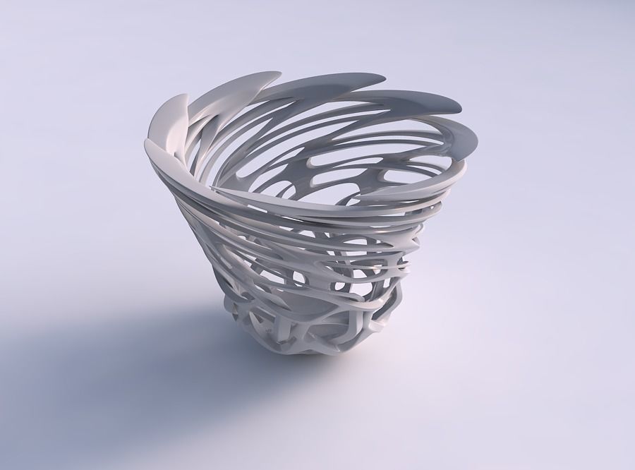 Bowl widening with interlacing sharp edged lattice twisted an... 3D print model_0