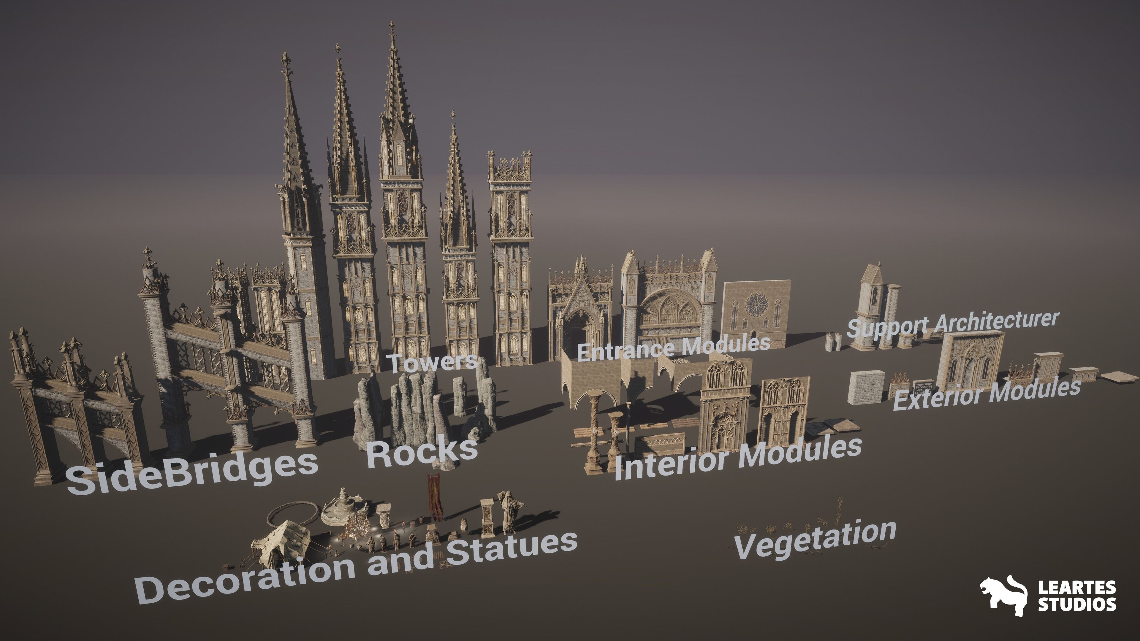 Fantasy Castle Environment Low-poly 3D model_23