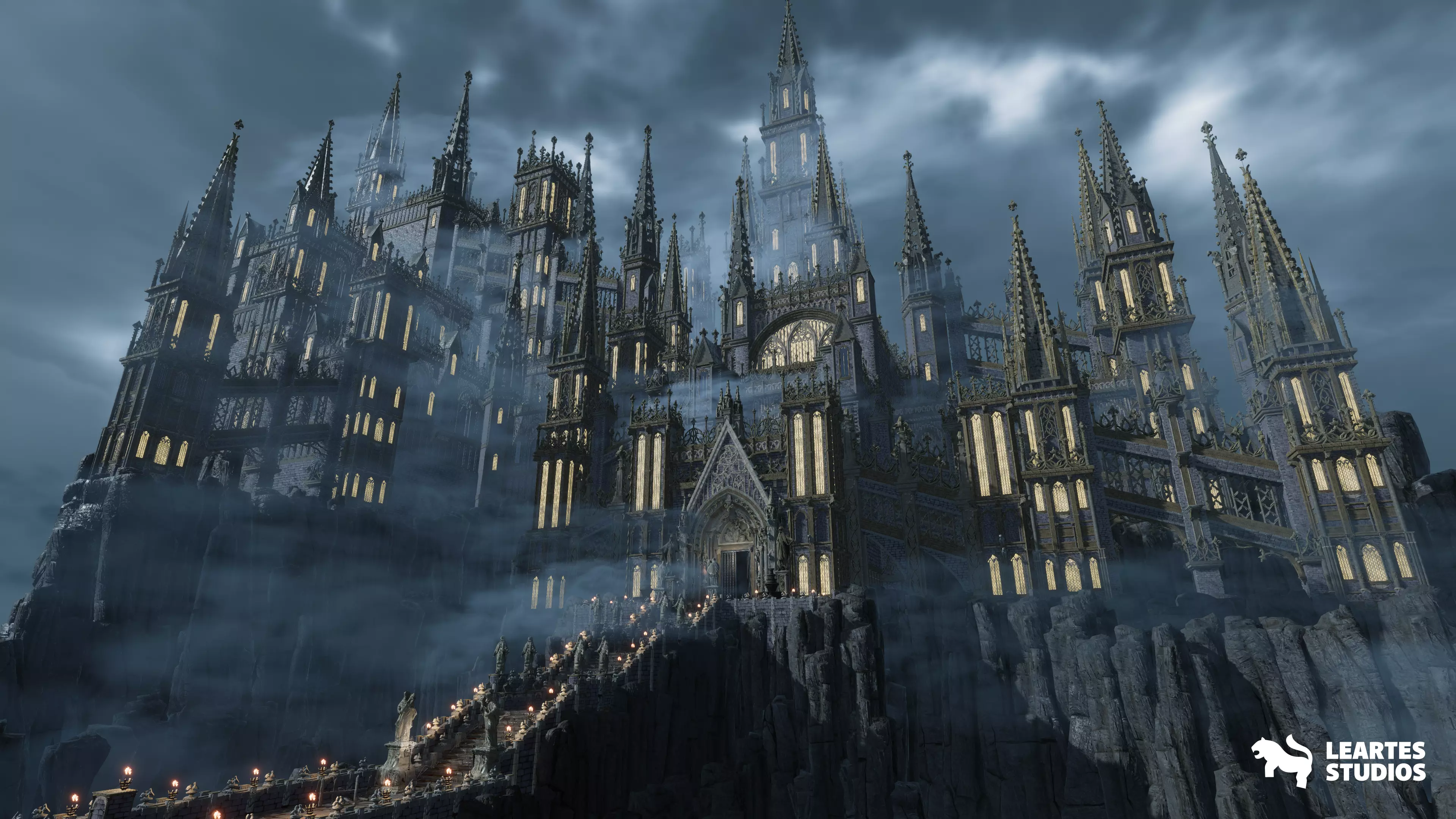 Fantasy Castle Environment Low-poly 3D model_0