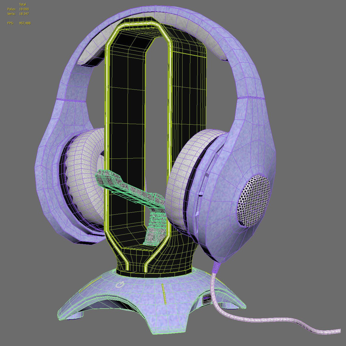 Trust GXT 265 stand with headphones 3D model_8