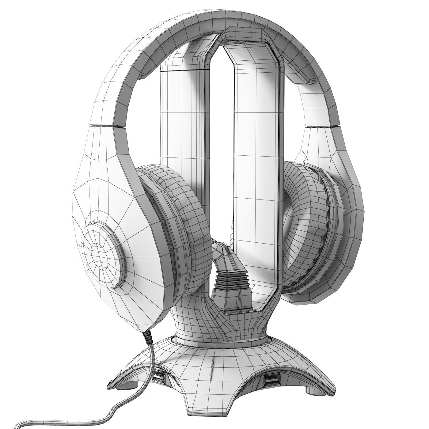 Trust GXT 265 stand with headphones 3D model_7