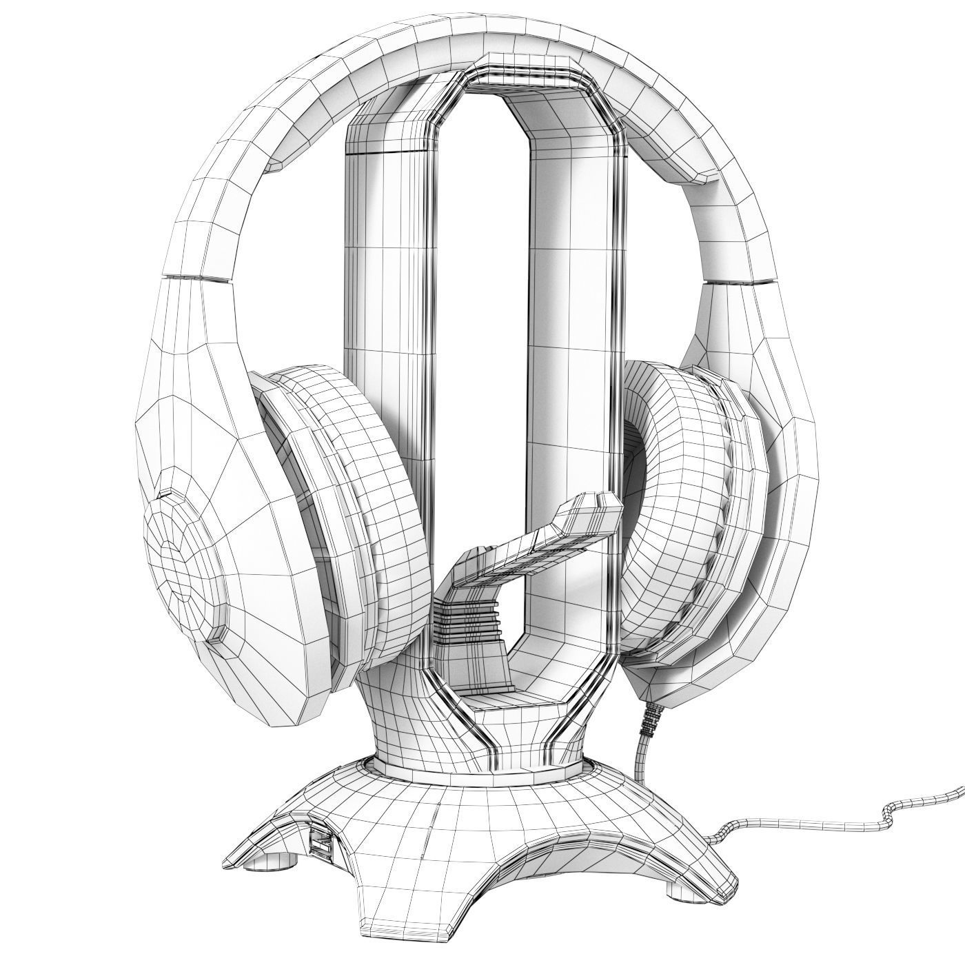 Trust GXT 265 stand with headphones 3D model_6
