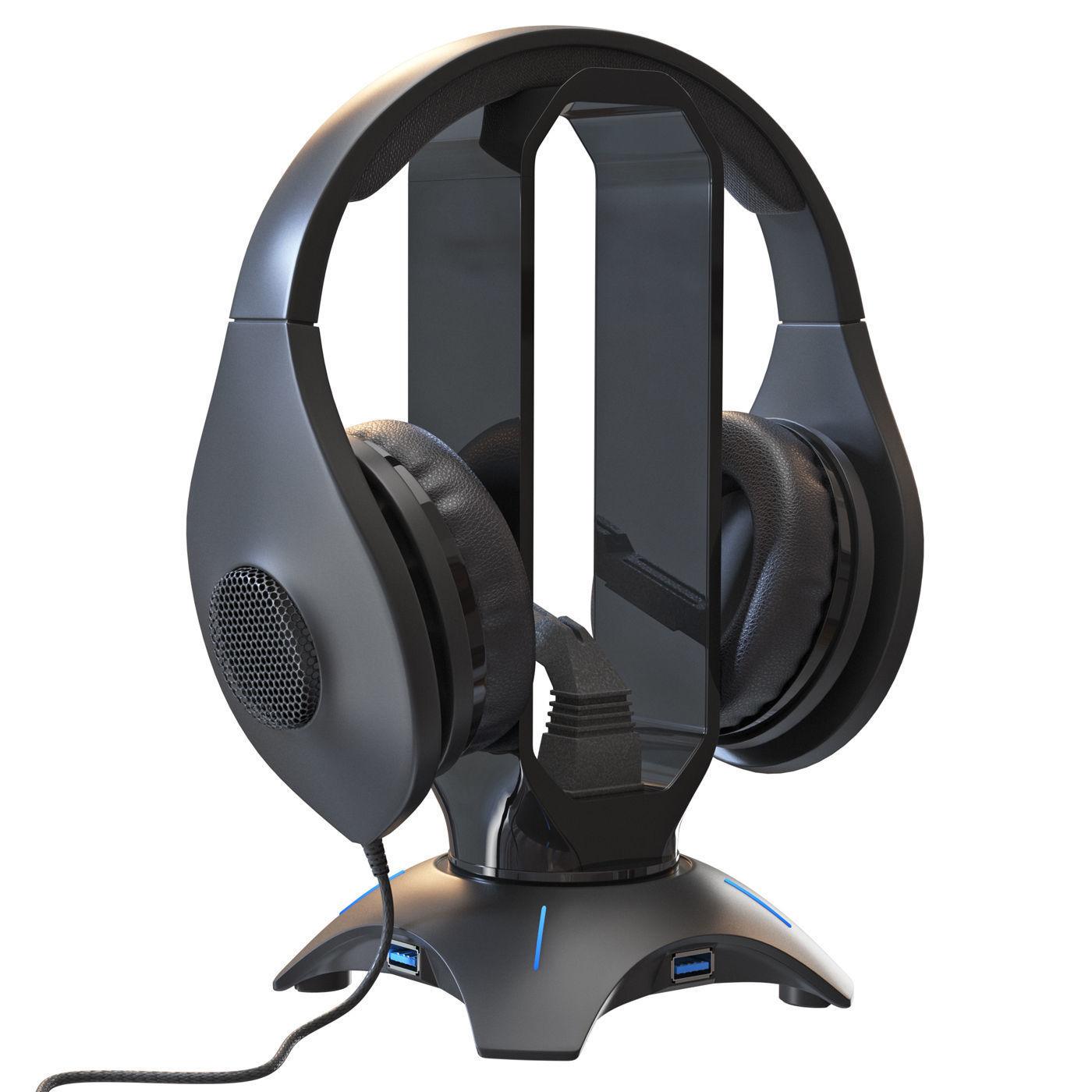 Trust GXT 265 stand with headphones 3D model_2