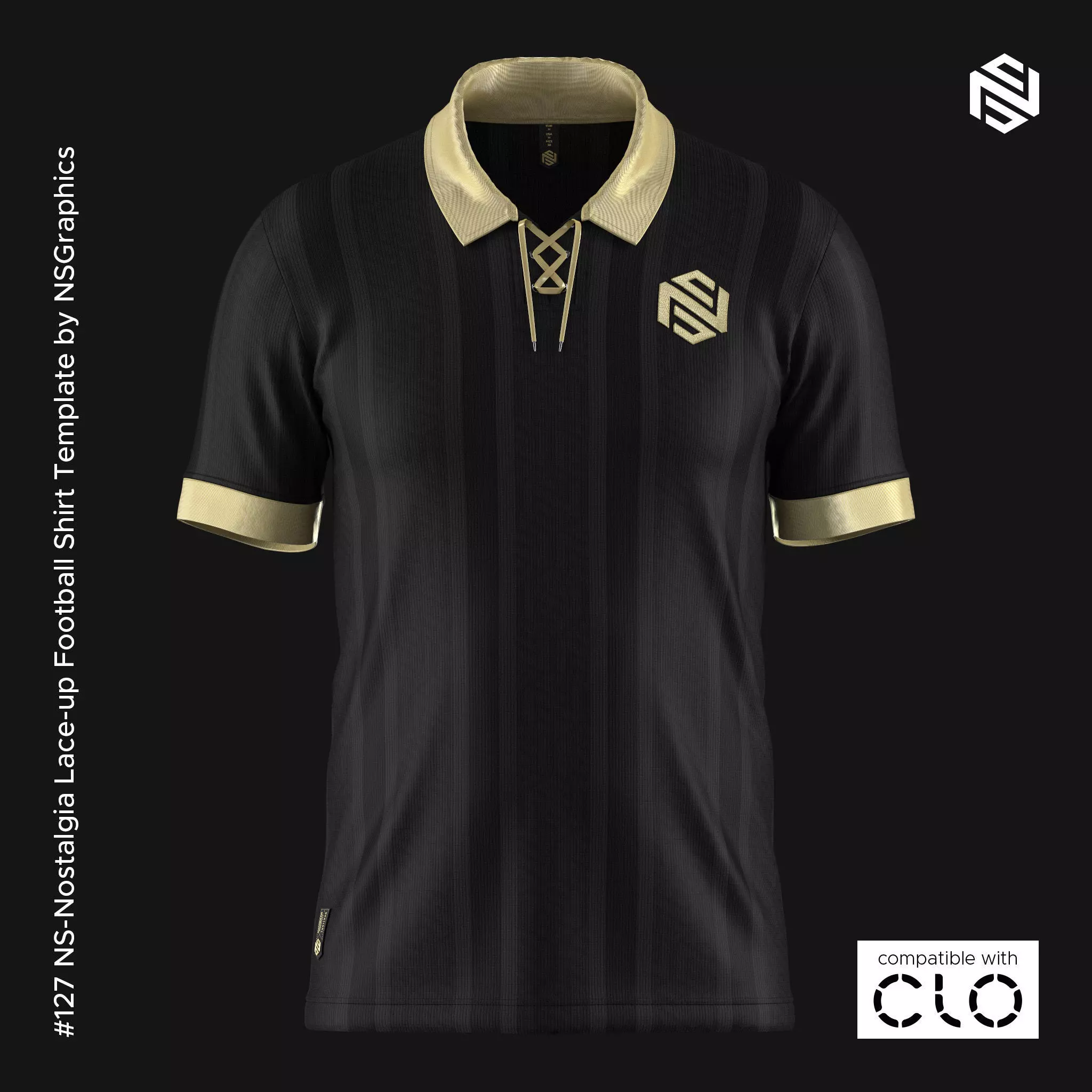 NS-Nostalgia Lace-up Football Shirt Template for CLO 3D 3D model