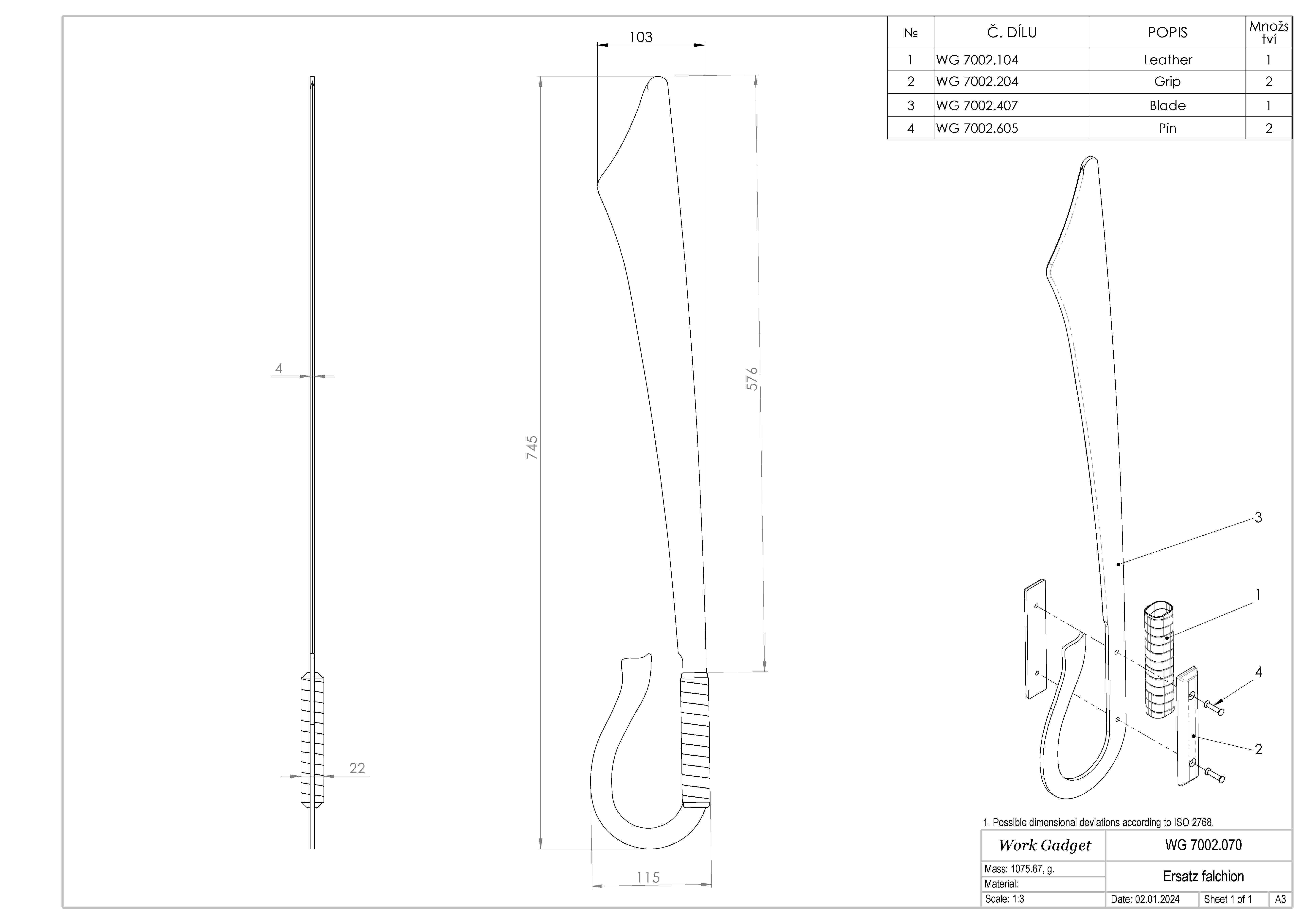 WG 7002 - Ersatz falchion v1 Low-poly 3D model_2