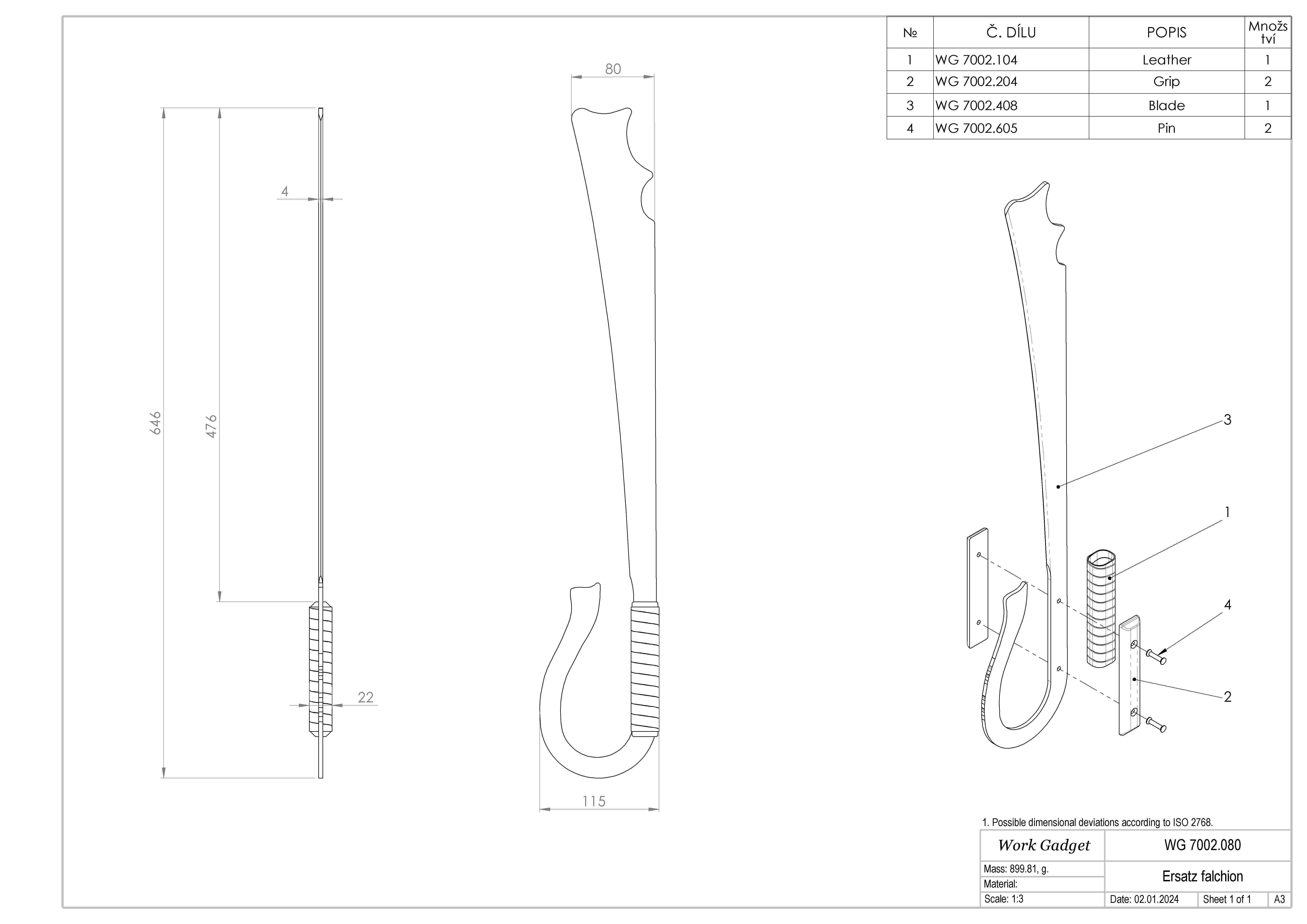 WG 7002 - Ersatz falchion v2 Low-poly 3D model_2