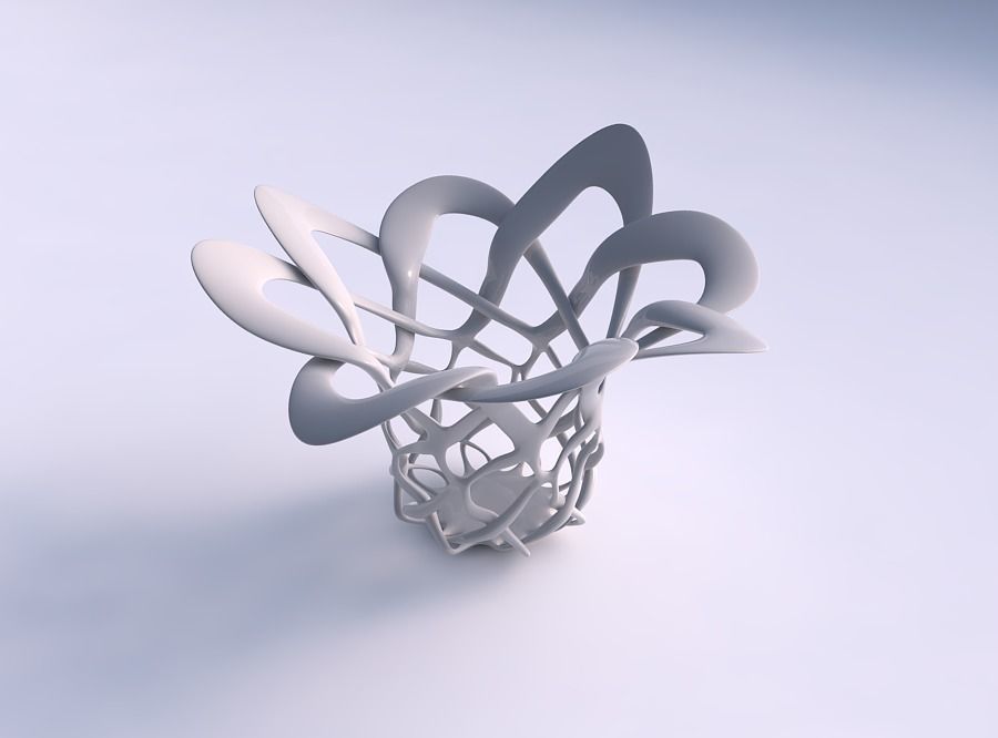 Bowl widening with interlacing lattice streched and wavy top 3D print model_0