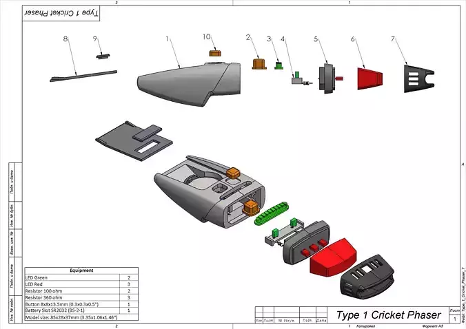 Cricket Phaser - Star Trek - STL CAD bundle - Personal Use 3D print model