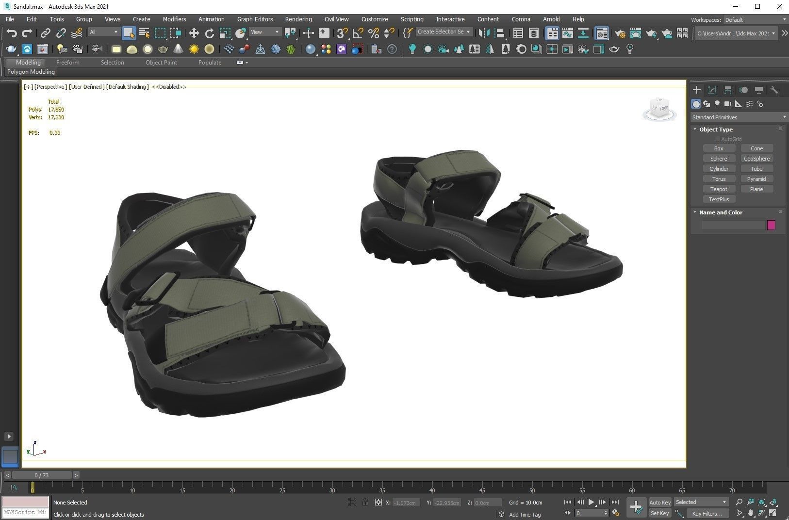 Sandals Low-poly 3D model_3