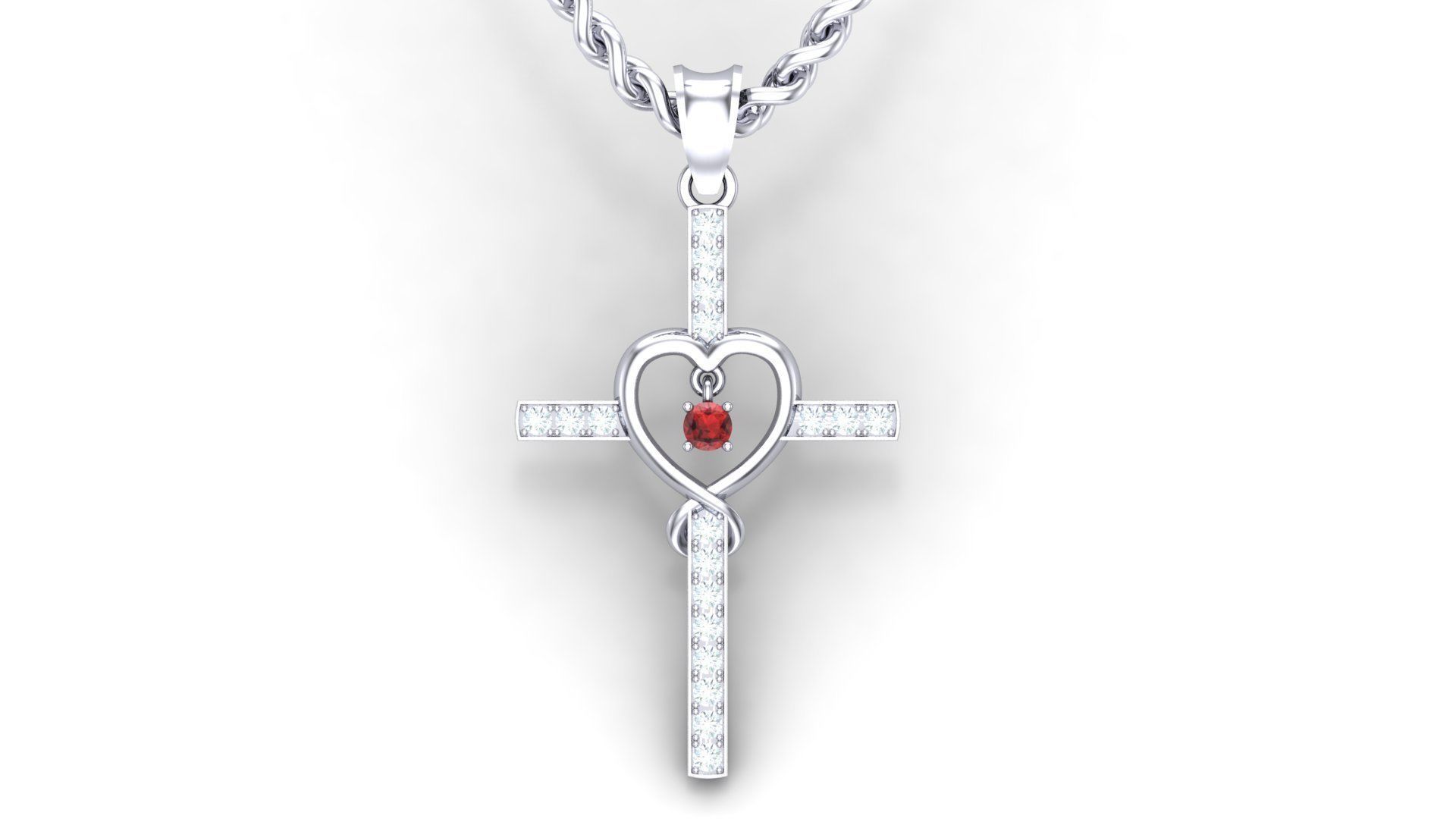 Pendant Jesus Heart Free 3D print model_7