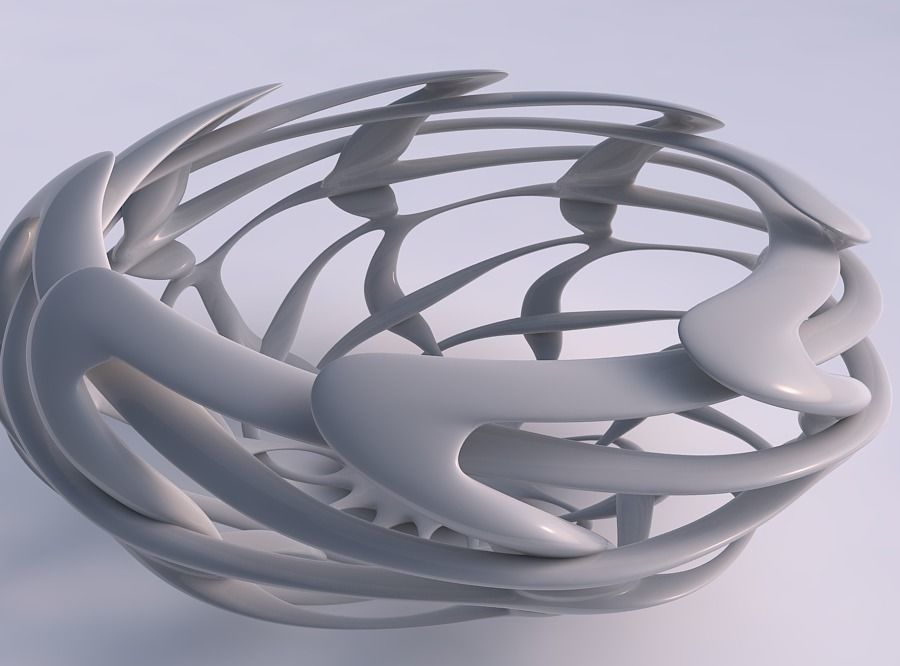 Bowl widening with interlacing lattice twisted and squeezed 3D print model_0