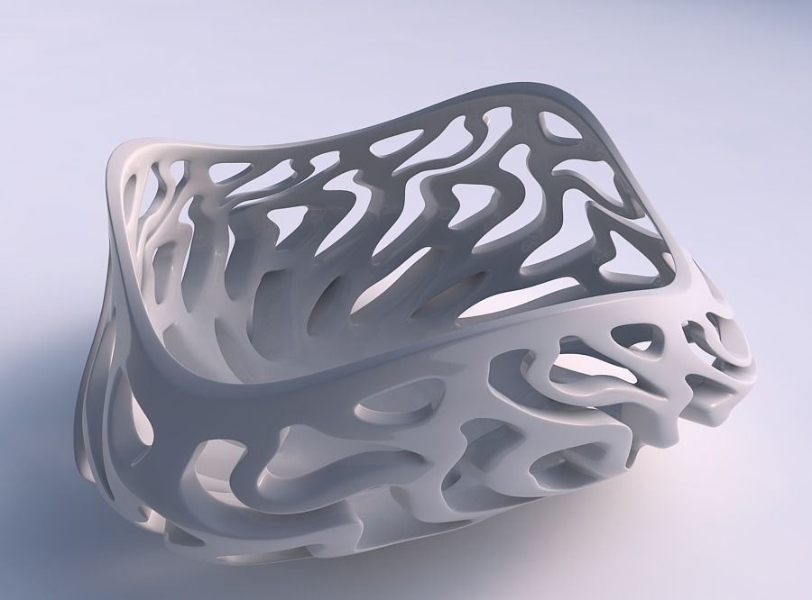 Bowl wide with twisted smooth cuts twisted and tapered 2 wavy 3D print model_0
