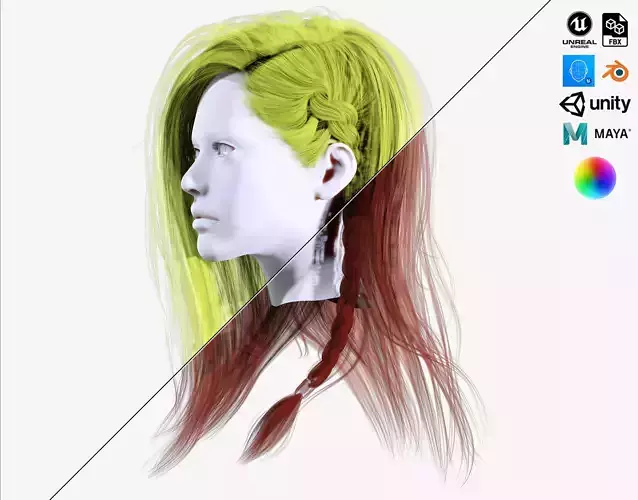 Female Braided Hair Viking Style Low-poly 3D model